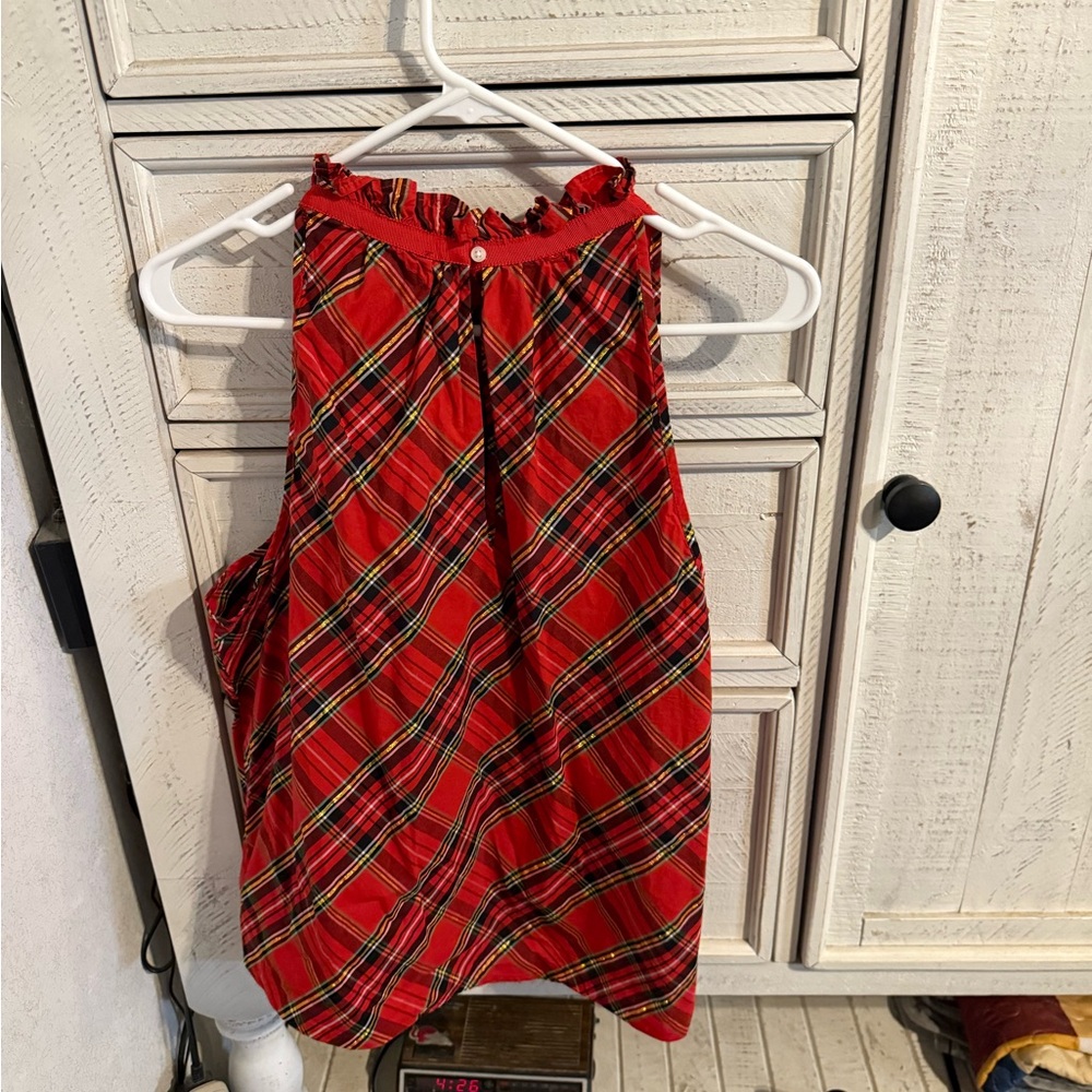 J. Crew Red Plaid Sleeveless Blouse - Picture 2 of 4